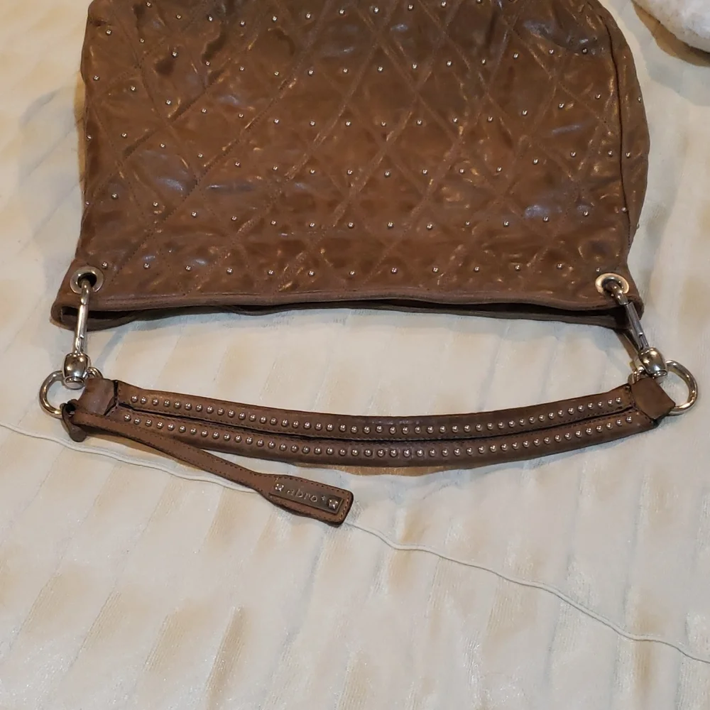 ABRO Vintage Hobo Taupe Leather Handbag